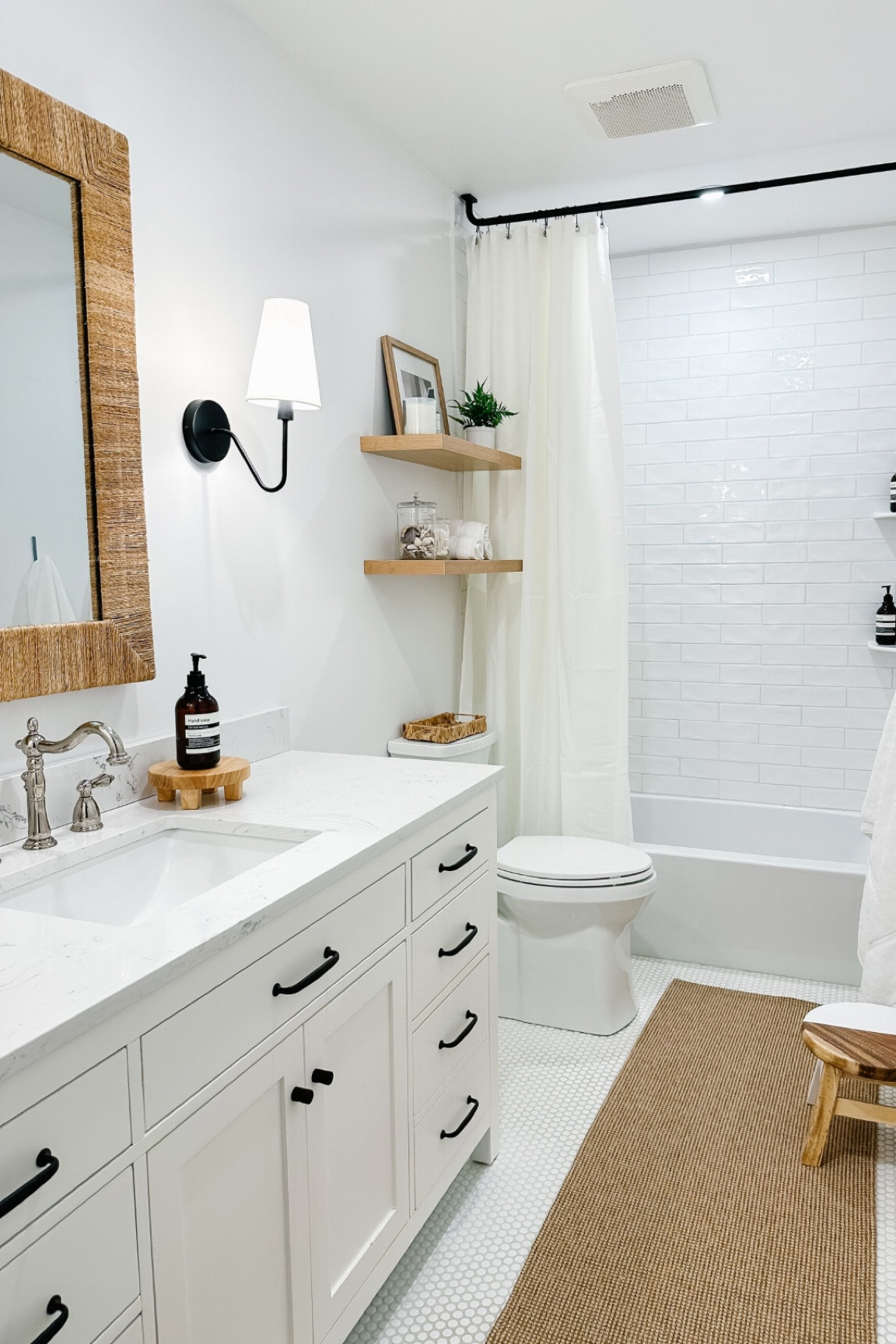 Bathroom upgrade! The perfect mix of white, wood, black & texture! Shop these budget friendly finds! 

#LTKHome #LTKFindsUnder100 #LTKFindsUnder50