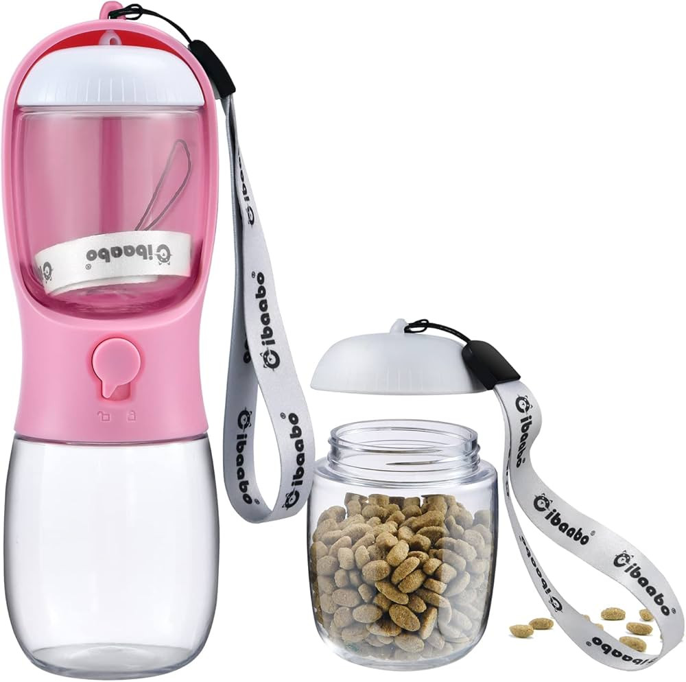 Dog Water Bottle with Food Container, Travel Puppy Water Bowl, Portable Pet Dispenser, Dog Stuff ... | Amazon (US)
