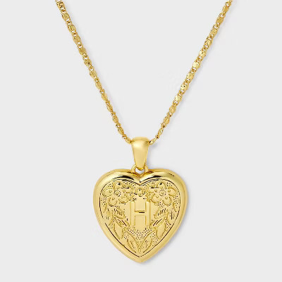 14K Gold Dipped Heart Charm H Initial Necklace - A New Day™ Gold | Target