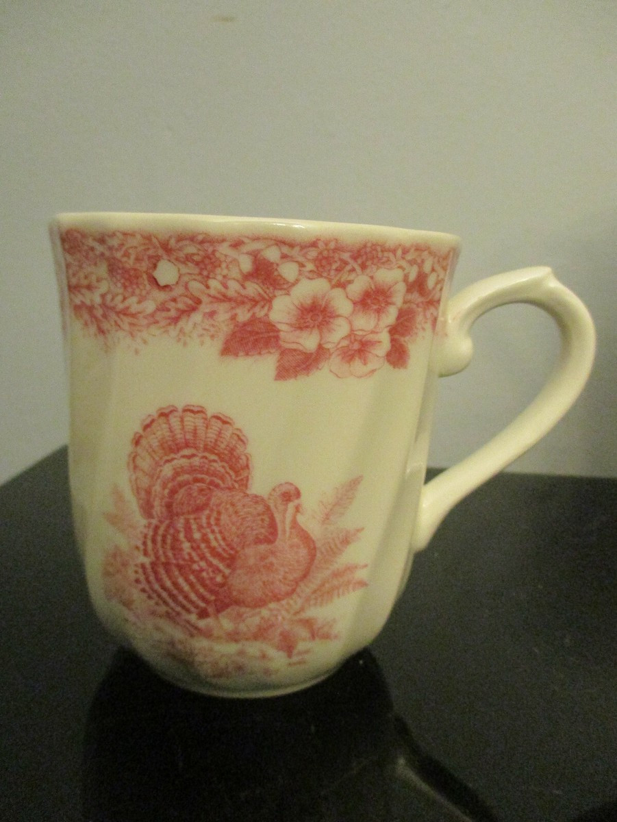 10 Churchill Queen's Myott Thanksgiving Turkey Holiday Pink Red Transferware Mug | eBay US