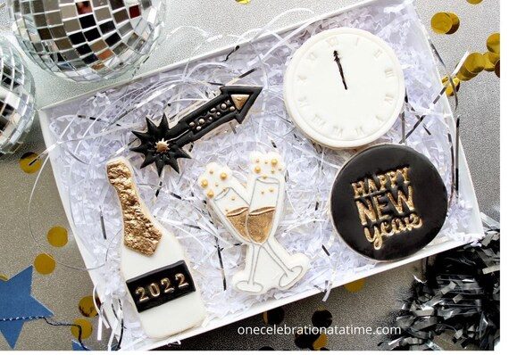 New Years Cookie Gift Set 5 New Years Eve Themed Cookie Set | Etsy | Etsy (US)