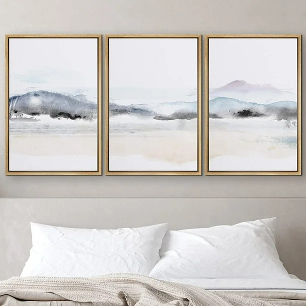 PixonSign Framed Wall Art Print Set Abstract Gray Watercolor Landscape Geometric Shapes Illustrat... | Walmart (US)