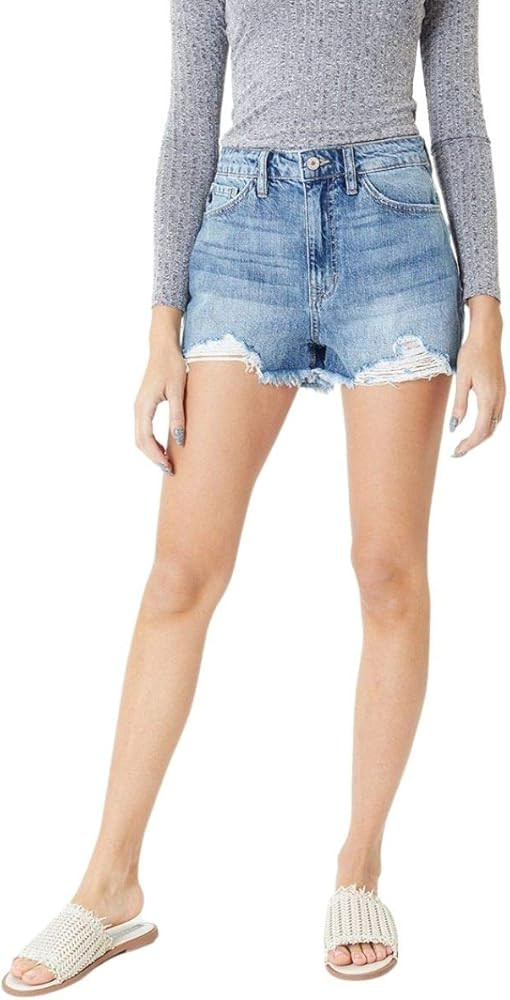 Kancan Women's High Rise Distressed Hem Detail Shorts - KC9145 | Amazon (US)