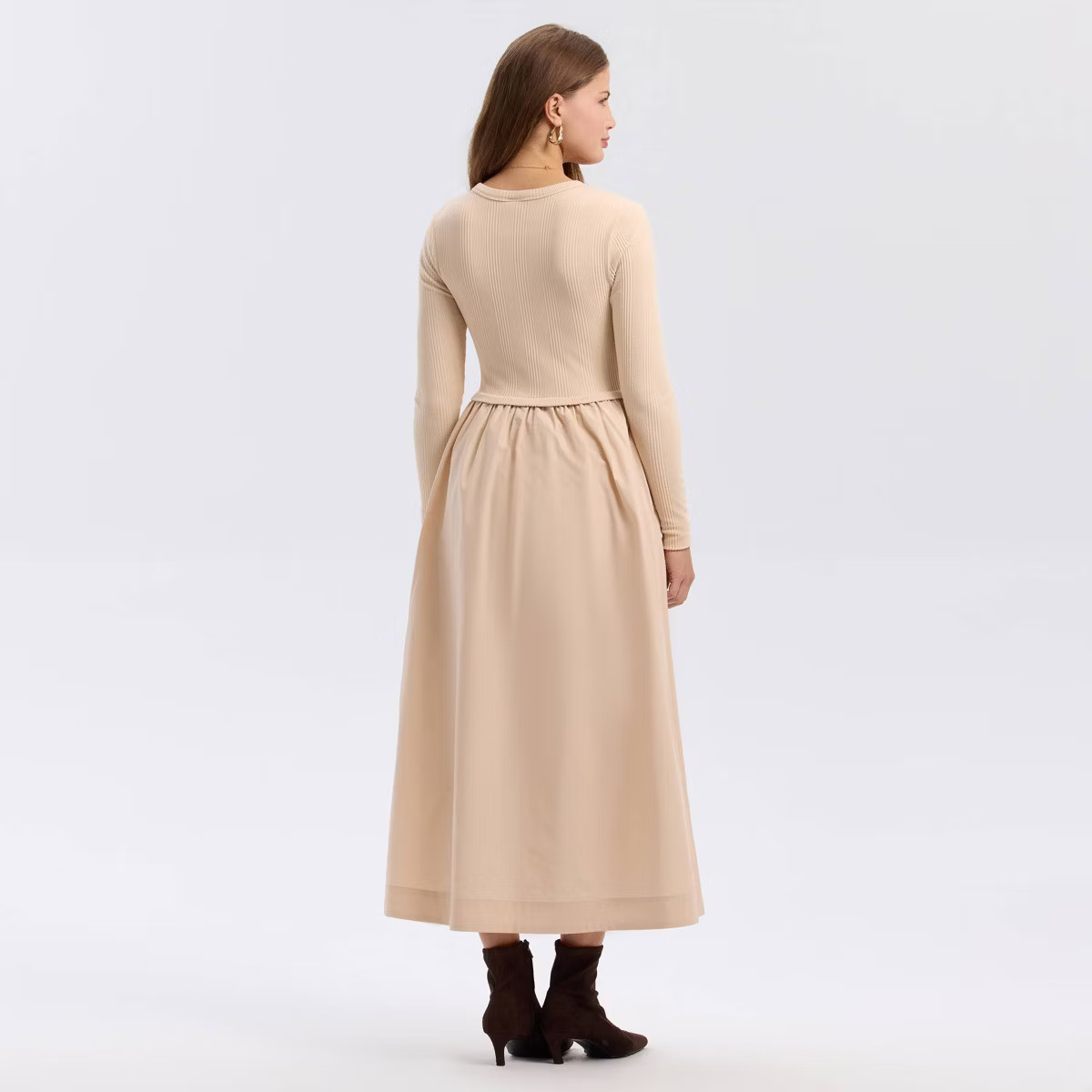 Women's Long Sleeve Woven Knit Midi Sweater Dress - A New Day™ | Target