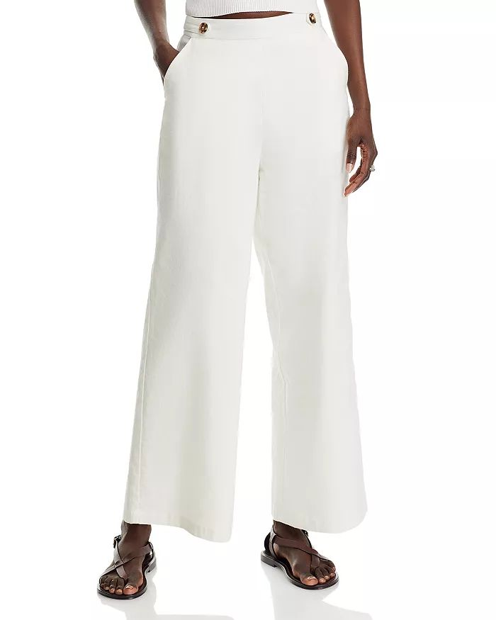 Button Tab High Rise Ankle Wide Leg Pants - 100% Exclusive | Bloomingdale's (US)