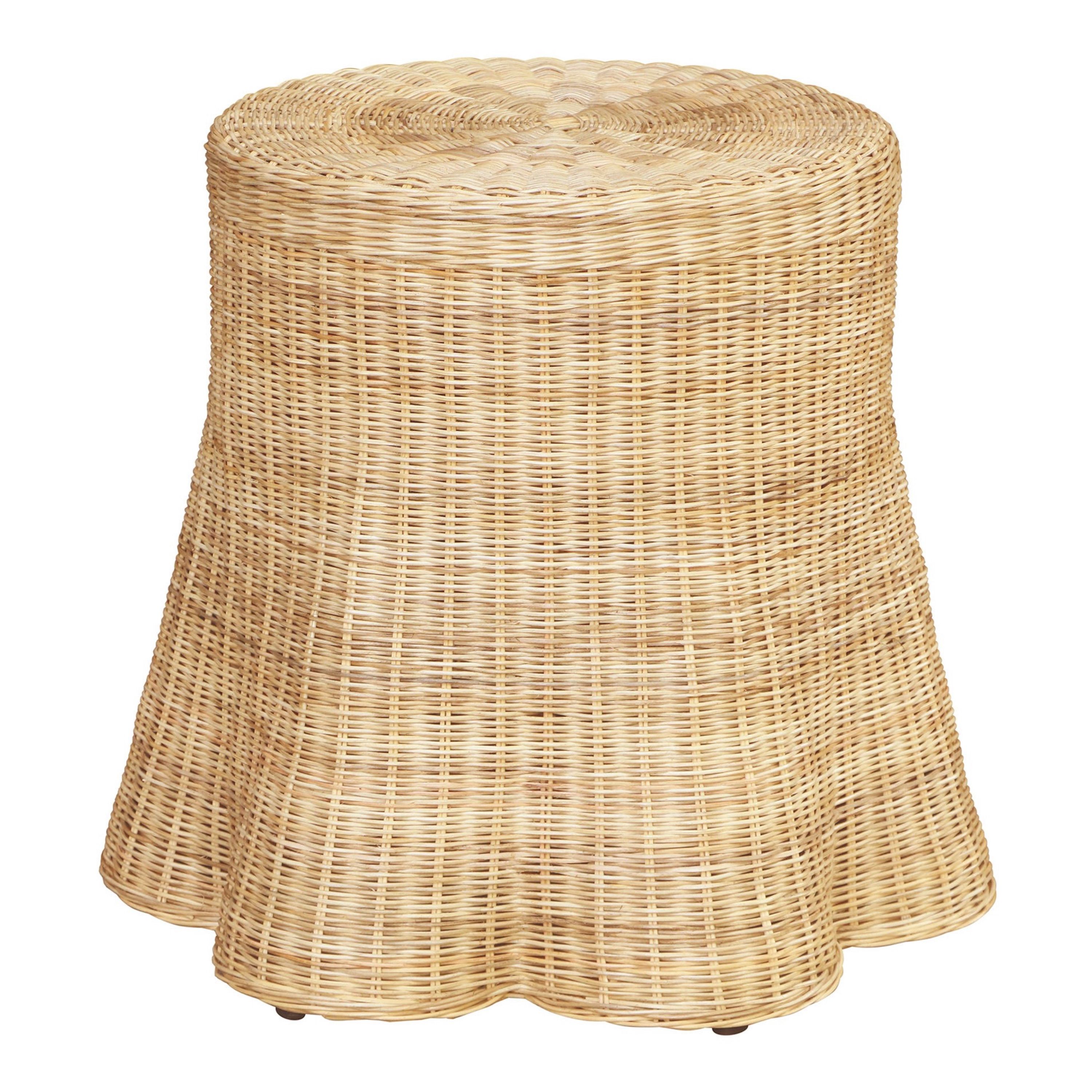 Manado Round Natural Rattan Scalloped Base End Table | World Market