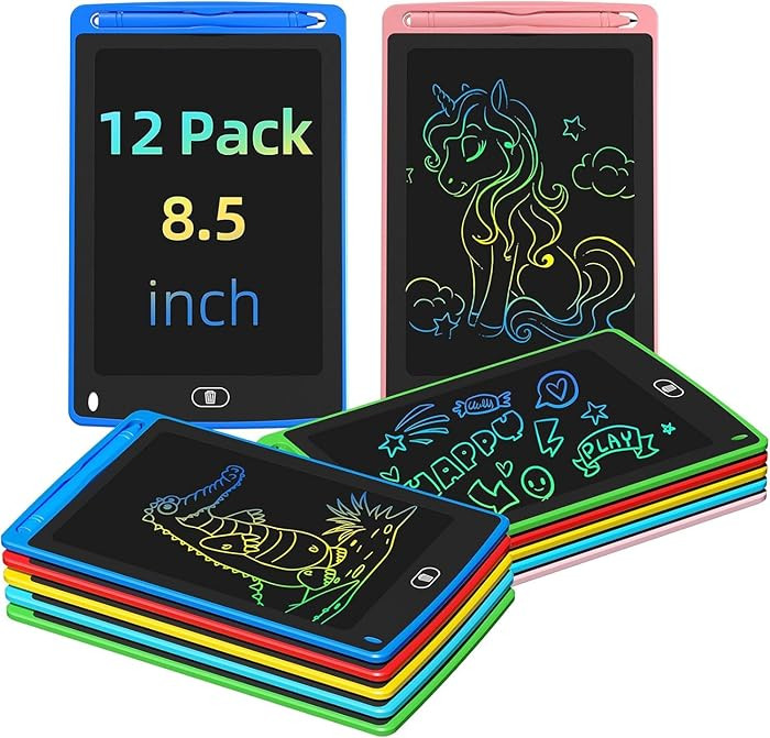 Party Favor 12 Pack LCD Writing Tablet for Kids, 8.5 Inch Colorful Drawing Doodle Board, Erasable... | Amazon (US)