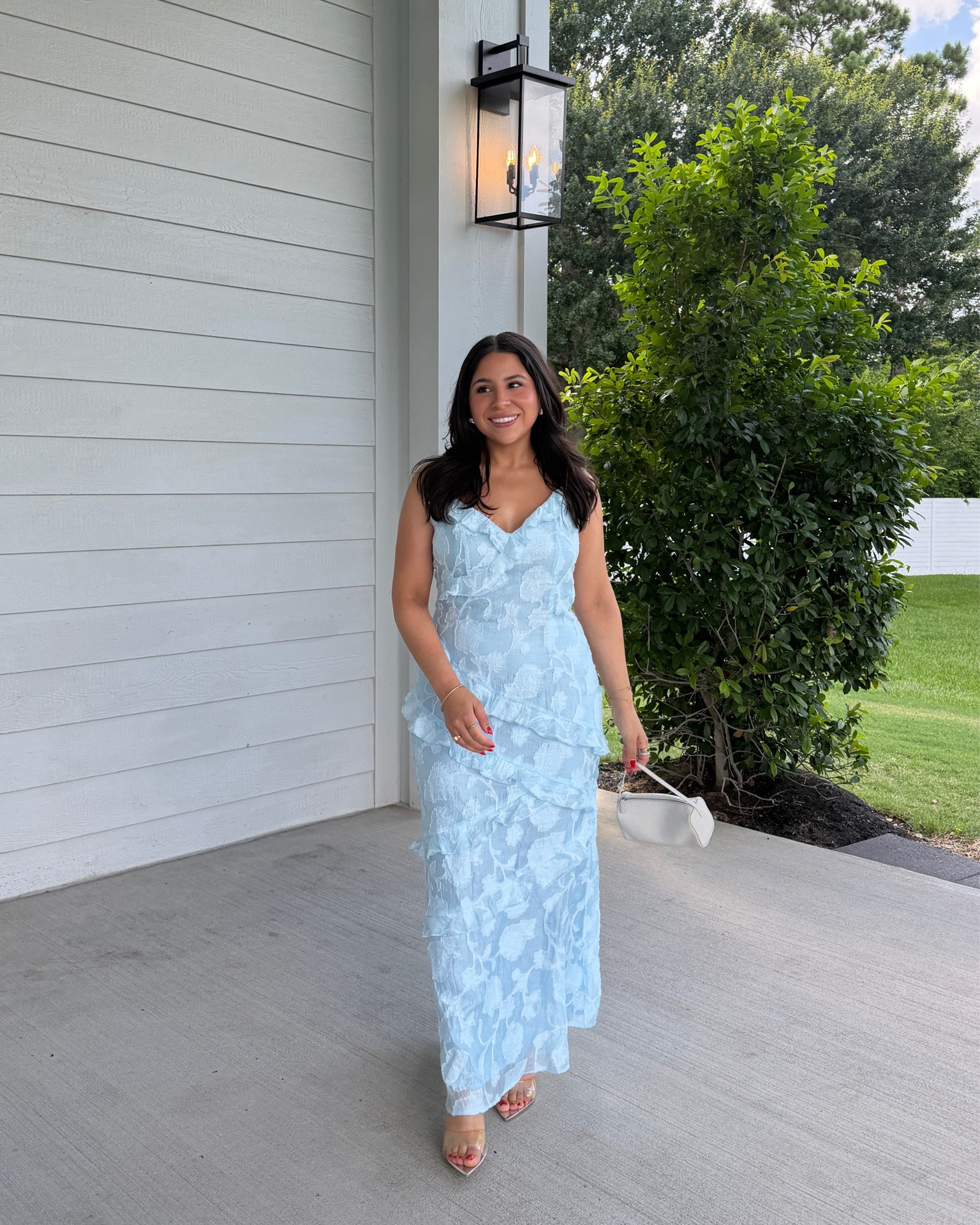 Dress: 6 
Heels: 7 
White mini bag

#LTKgrwm #LTKPetite #LTKWedding