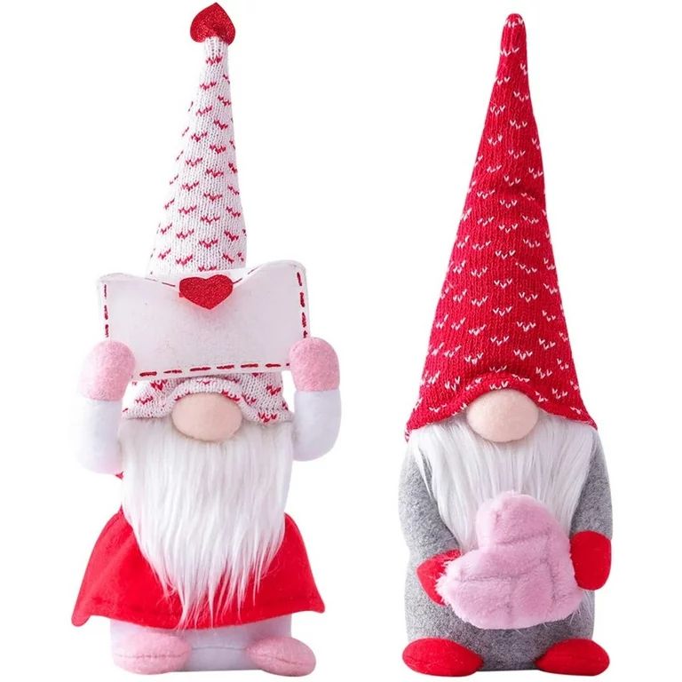 2Pcs Valentine's Day Gnome Decorations, Handmade Plush Dolls Holiday Figurines Toy Ornaments for ... | Walmart (US)