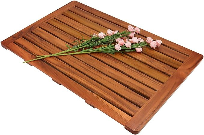 Utoplike (32"x18") Teak Wood Bath Mat, Shower Mat Non Slip for Bathroom, Wooden Floor Mat Square ... | Amazon (US)