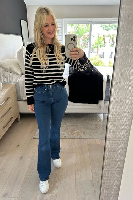 OOTD - Black & white striped sweater from H&M is great for a cool spring day. I’m wearing an XS. #jeans #casualoutfit #springoutfit 

#LTKfindsunder50 #LTKstyletip #LTKworkwear