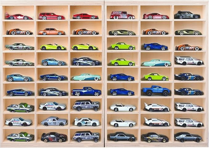 1:64 Model Car Wooden Display Case,54 Space,Storage Display Shelf,for 1/64 Scale Toy Cars,Wall Mo... | Amazon (US)