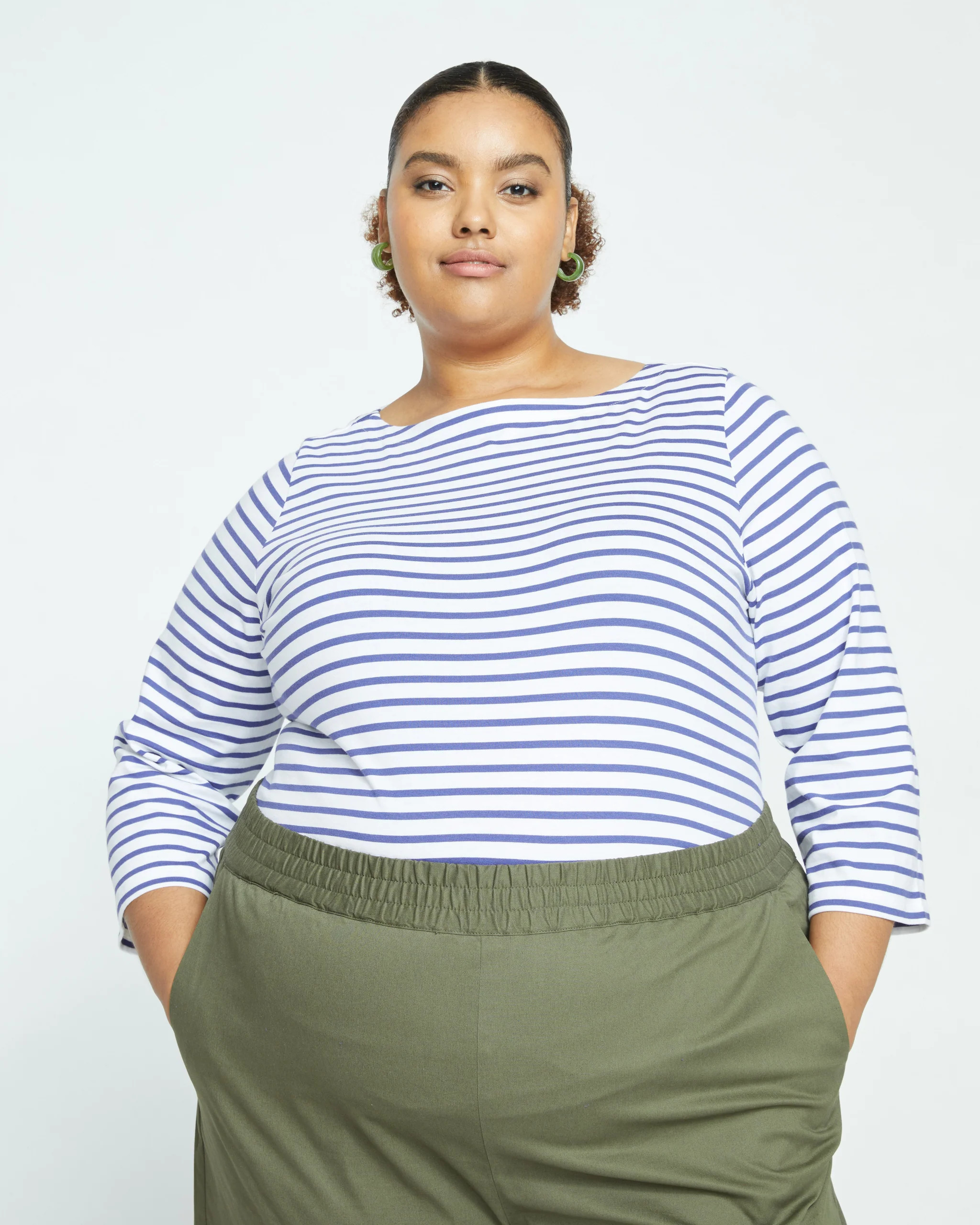 Belle Breton-Stripe Compact Jersey Tee | Universal Standard