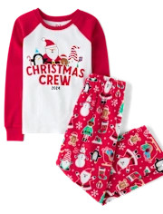 Unisex Kids Matching Family Long Raglan Sleeve Christmas Crew 2024 Snug Fit Cotton And Microfleec... | The Children's Place