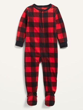 Unisex Matching One-Piece Microfleece Footie Pajamas for Toddler & Baby | Old Navy (US)