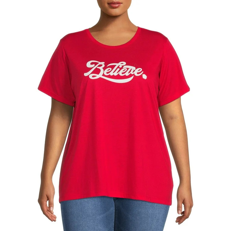 Holiday Time Womens's Christmas Just Belive Graphic Tee | Walmart (US)