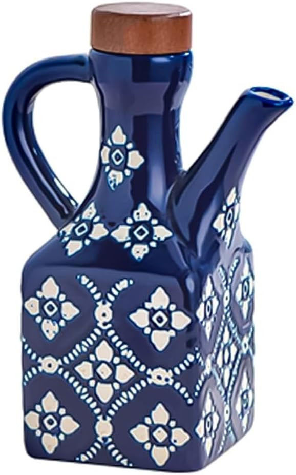 Ceramic Olive Oil Dispenser Bottle 8.5 oz – Decanter for Kitchen with Handle & Wooden Stopper, ... | Amazon (US)