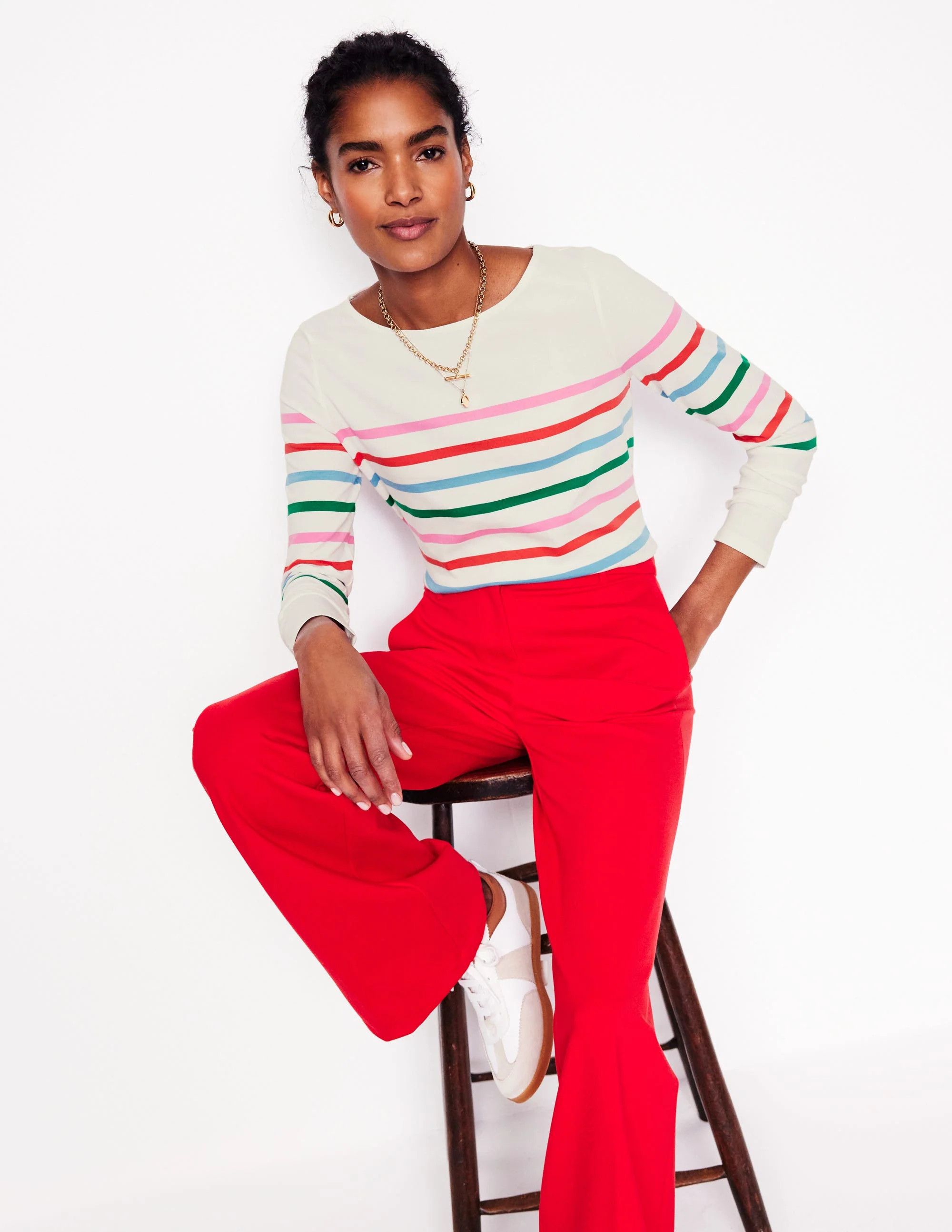 Ella Long Sleeve Breton-Ivory, Multi Placement | Boden (US)