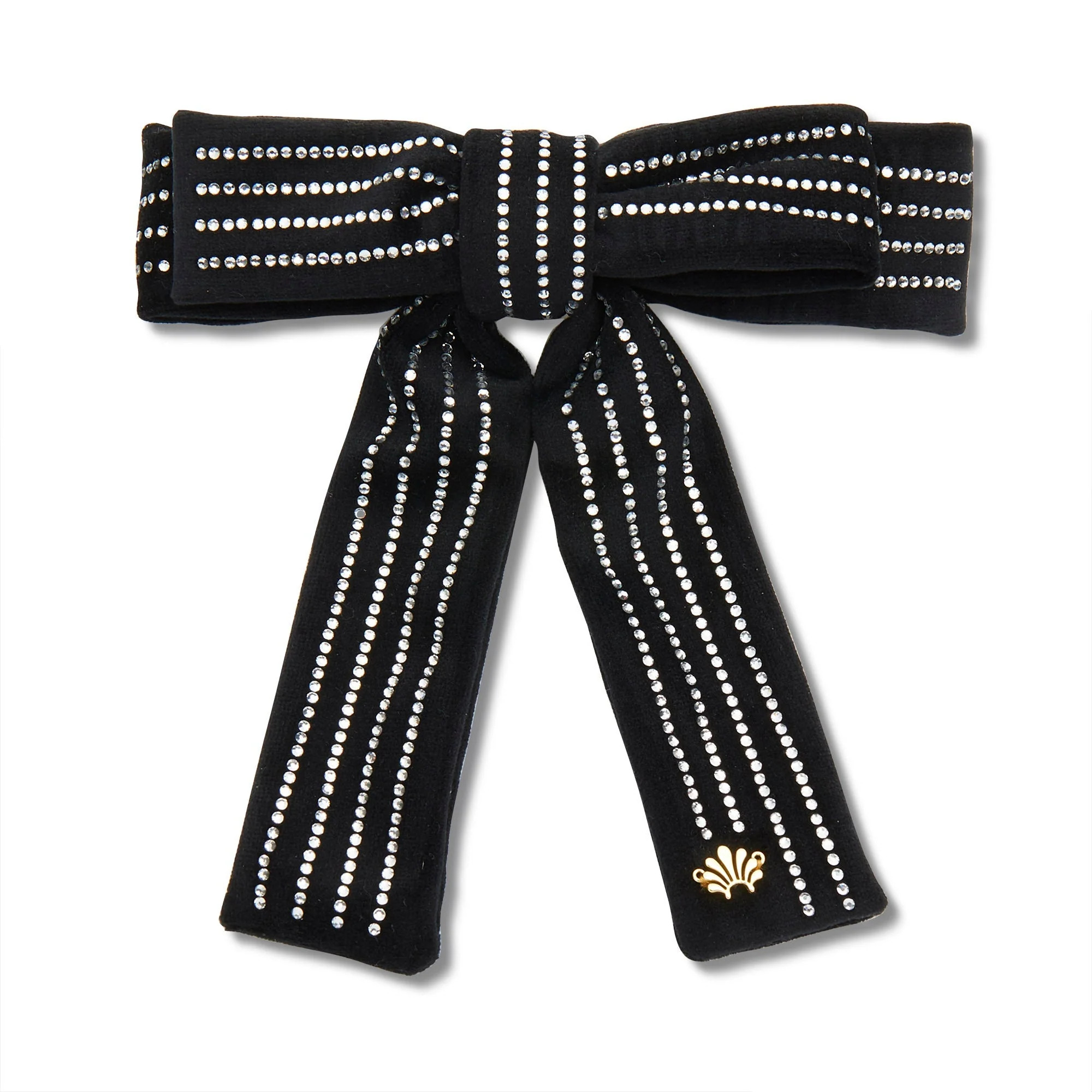 JET CRYSTAL PINSTRIPE ANTOINETTE BOW BARRETTE | LELE SADOUGHI