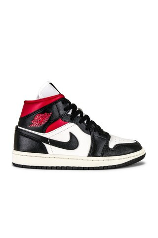 Jordan Air Jordan 1 Mid Sneaker in Black, Sail, & Gym Red from Revolve.com | Revolve Clothing (Global)