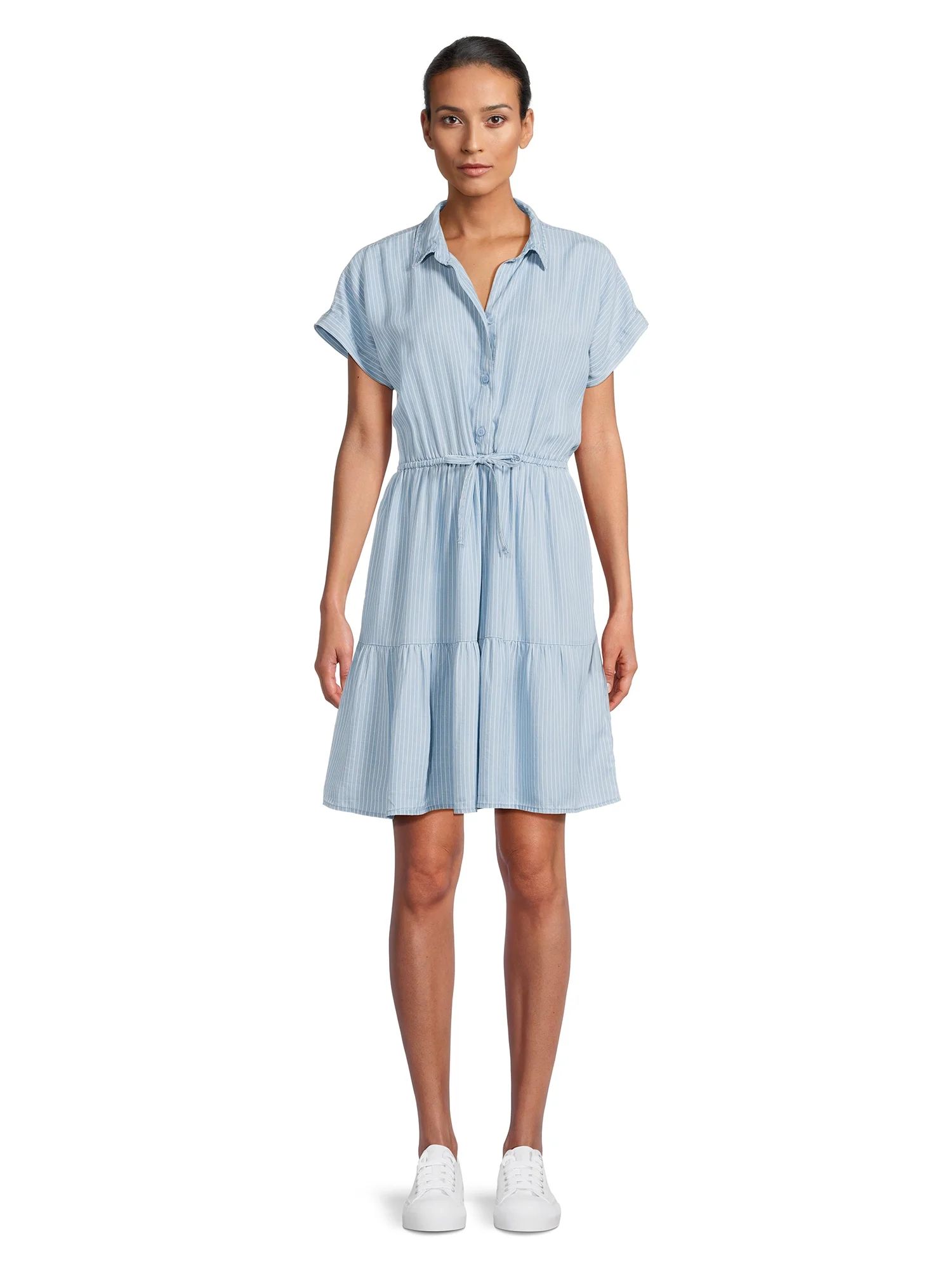 beachlunchlounge Women's Dolman Sleeve Tiered Shirt Dress | Walmart (US)