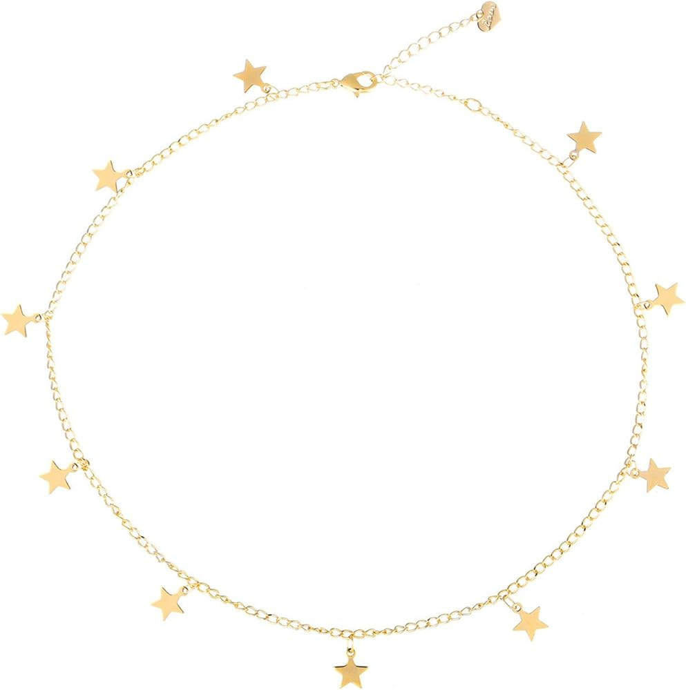 S.J JEWELRY Women Simple Delicate Full Moon 14K Gold Plated/Rose Gold/Silver Plated Layered Penda... | Amazon (US)