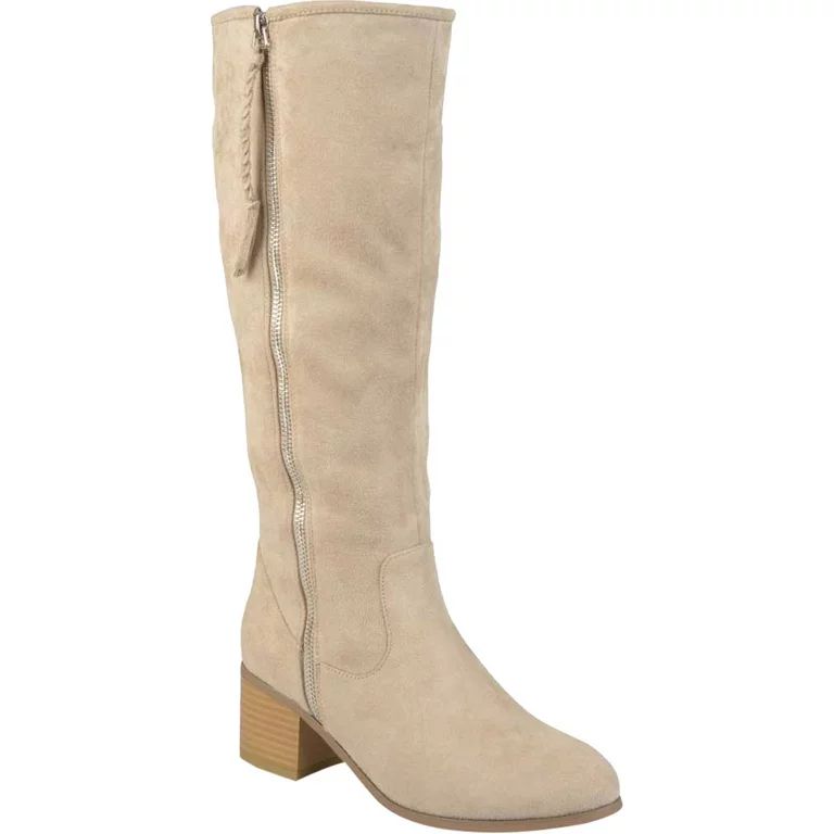 Women's Journee Collection Sanora Wide Calf Knee High Boot Stone Faux Suede 10 M - Walmart.com | Walmart (US)