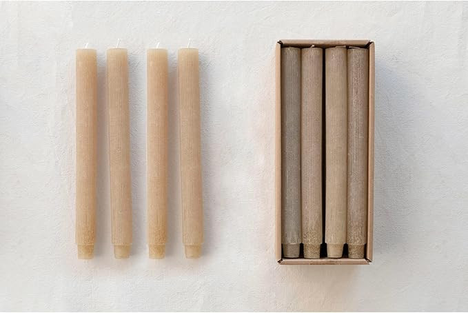 Creative Co-Op Unscented Pleated Taper Candles in Box, Set of 12 | Amazon (US)