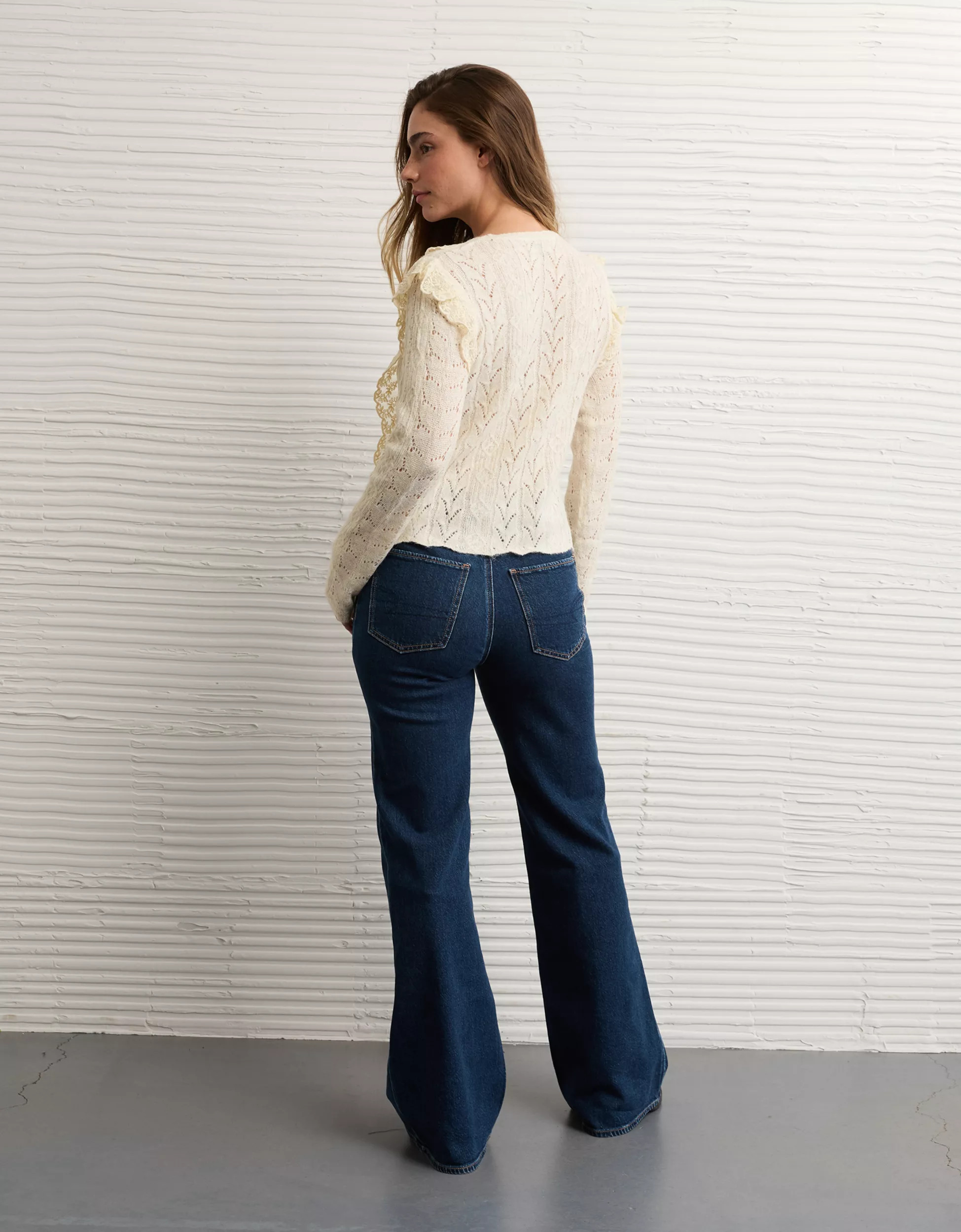 AE Lace Ruffle Sweater | American Eagle Outfitters (US & CA)