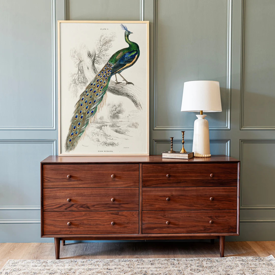 Vintage Peacock Print: Framed Wood Sign, Extra Large Wall Art | 238 - Etsy | Etsy (US)