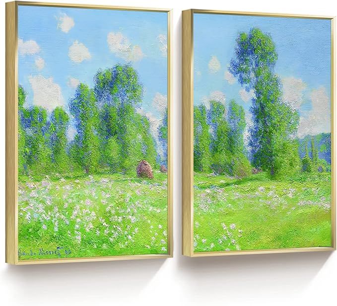 jenesaisquoi Claude Monet Wall Art Frame Set Of 2 Vintage Wall Decoration Famous Oil Paintings fo... | Amazon (US)