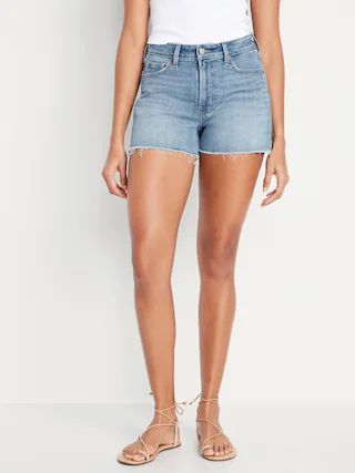 Curvy High-Waisted OG Cut-Off Jean Shorts for Women -- 3-inch inseam | Old Navy (US)