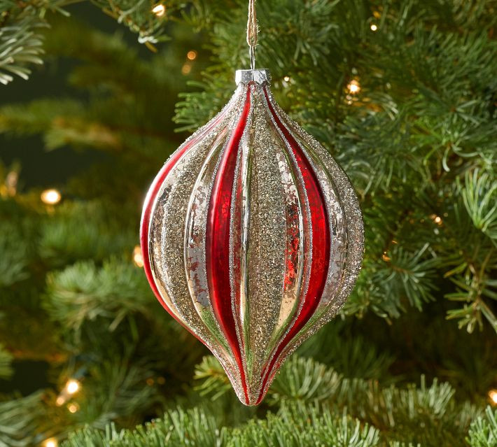 Red & Gold Glitter Onion Ornament | Pottery Barn (US)