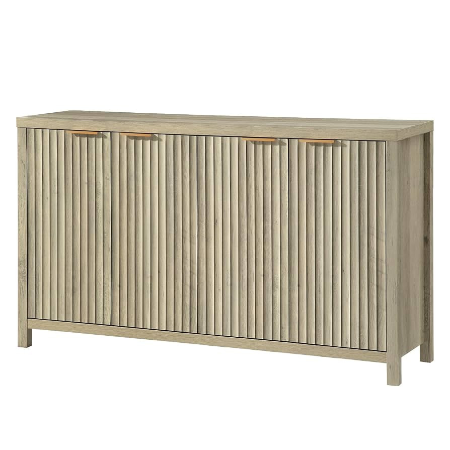 Fluted Sideboard with Storage 4 Doors Buffet Cabinet Large Modern Credenza Accent Console Cabinet... | Amazon (US)