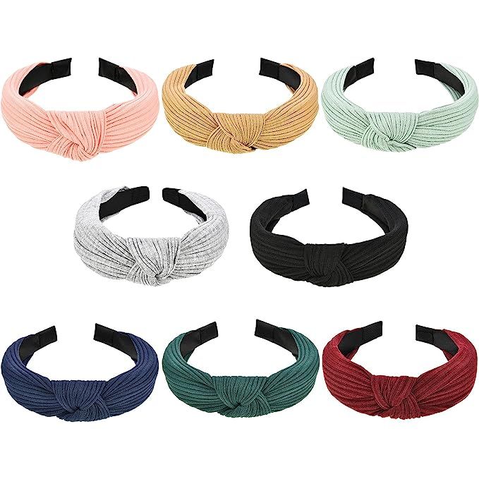 8 Pieces Wide Headbands Knot Turban Headband Hair Band Elastic Hair Accessories for Women and Gir... | Amazon (US)