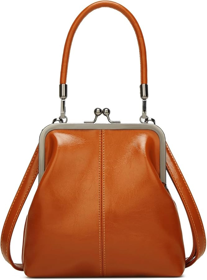 Women's Kiss Lock Crossbody Bag PU Leather Kiss Clasp Purse Handbags Crossbody Shoulder Bags Hobo... | Amazon (US)