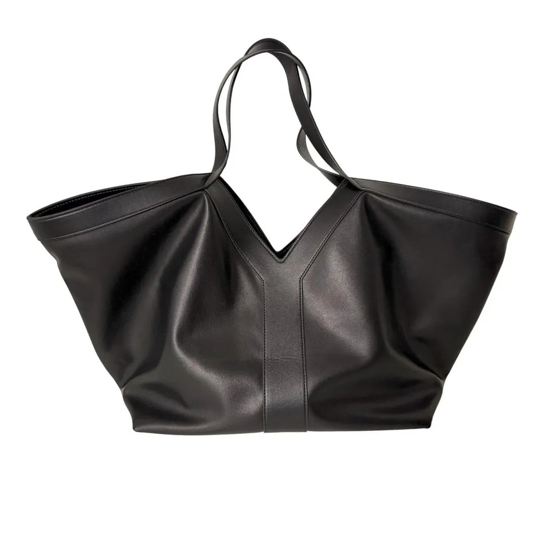 Large Black Leather Tote Bag - Full Grain Leather, Oversized Shoulder Bag for Work, Travel, and S... | Etsy (US)