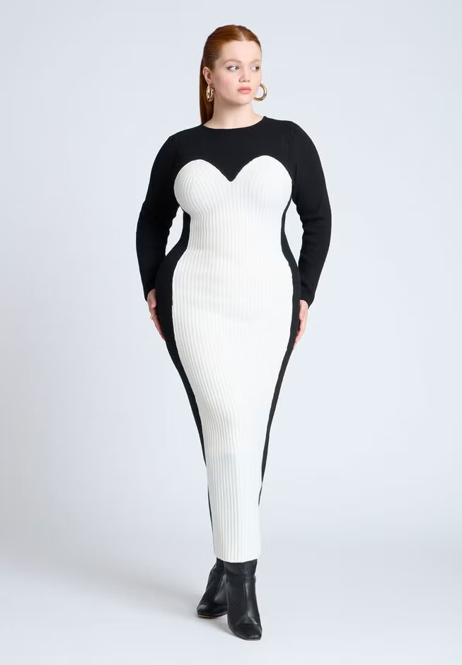 Midi Sweater Dress With Colorblocked | Eloquii