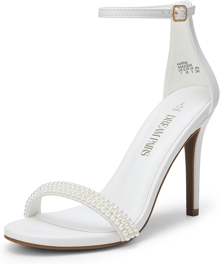 DREAM PAIRS Women's High Heels Flower Ankle Strap Stilettos Round Open Toe Dressy Sexy Sandals | Amazon (US)