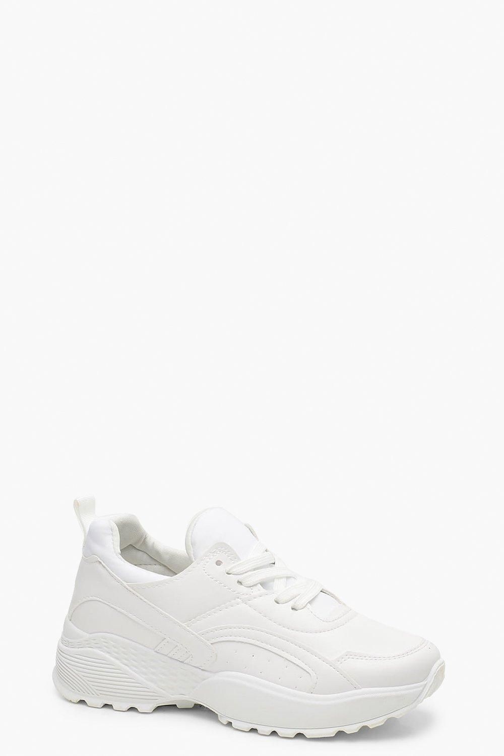 Womens Chunky Dad Sneakers - White - 10 | Boohoo.com (US & CA)