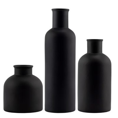 AuldHome Design Black Ceramic Vases, 3pc Set; Matte Black Decorative Pottery Vases, Farmhouse Contemporary Style | Target