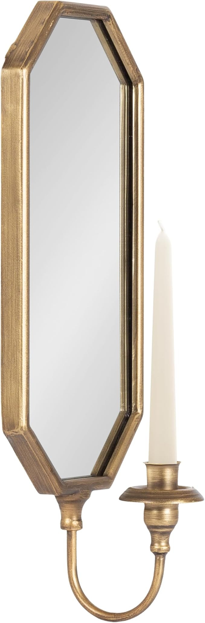 Kate and Laurel Wardelle Vintage Mirrored Wall Sconce, 7 x 5 x 18, Gold, Antique Scalloped Candle... | Amazon (US)