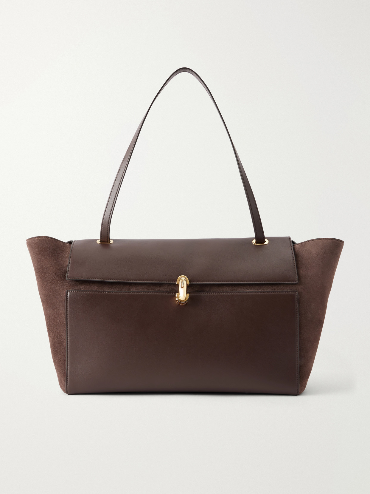 Savette - Trapeze Leather-trimmed Suede Shoulder Bag - Dark brown | NET-A-PORTER (UK & EU)