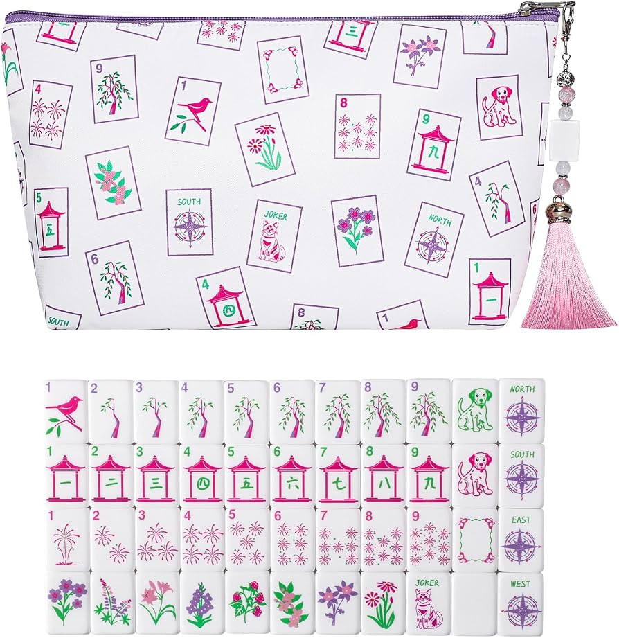 Mini Mahjong Tiles Set, American Mahjong Game Set with 160 0.94in Acrylic Tiles, 4 Racks and a Ca... | Amazon (US)