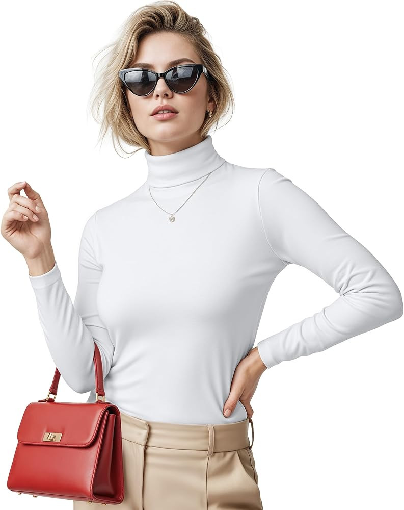 NY Threads Women's Turtleneck Long Sleeve Shirt Slim Fit Thermal Base Layer Tops | Amazon (US)