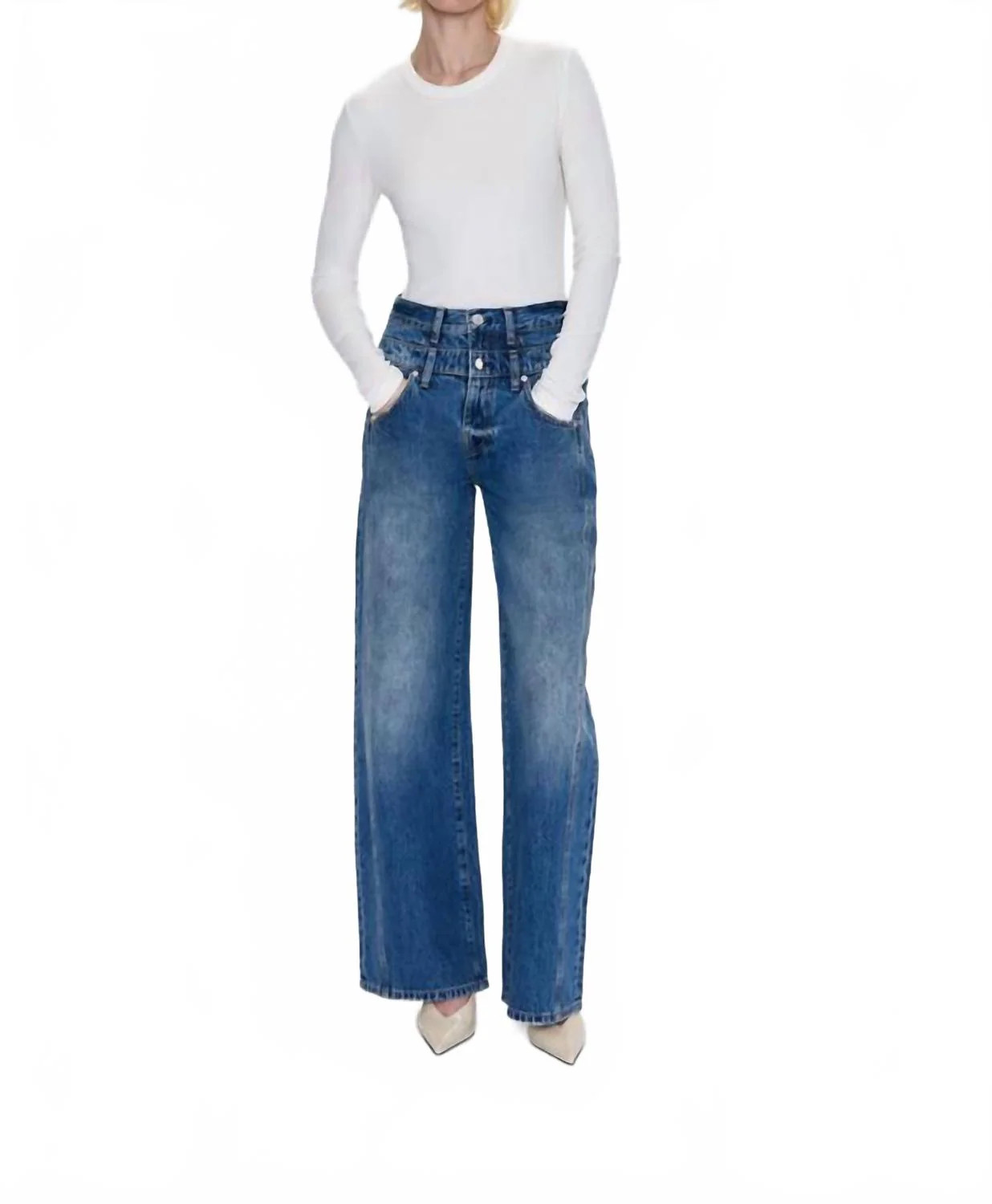Caleb High Rise Stacked Waist Jeans In Echo | Shop Simon