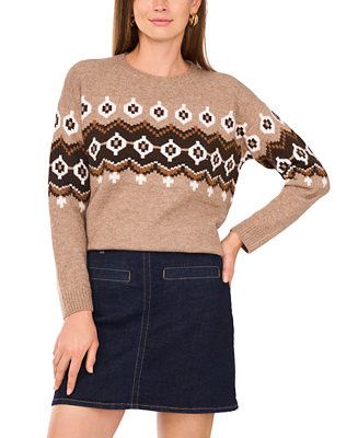 Women's Crewneck Fair Isle Long-Sleeve Sweater | Macy's