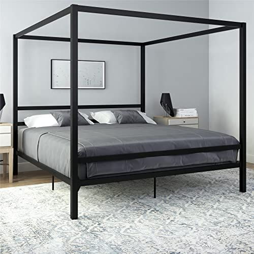 DHP Modern Metal Canopy Bed with Headboard, King, Black | Amazon (US)