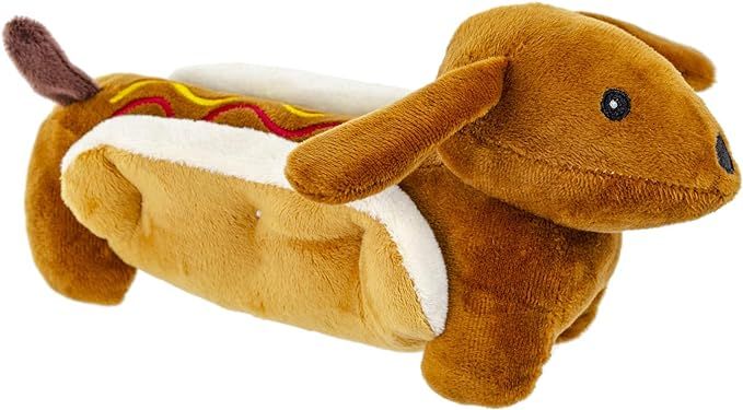 10 Inch Plush Pet Toy Dog in a Bun Hotdog with Squeaker | Amazon (US)