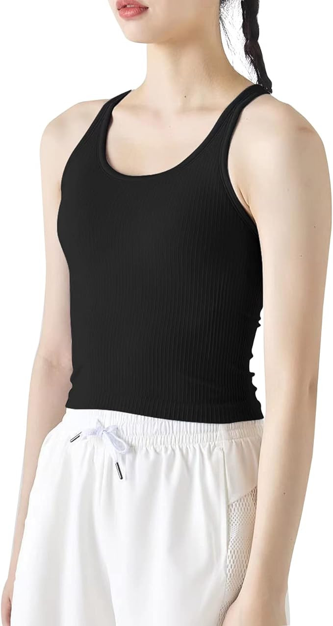 sphinx cat Ribbed Workout Short Racerback Tank Tops for Women with Built in Bra | Amazon (US)